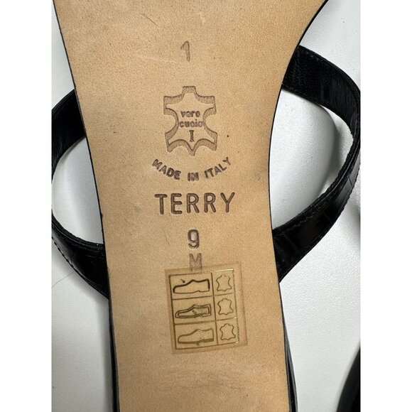 Brighton Women's Terry Black Croc Leather Slide Sandals Size 9 - Picture 11 of 11